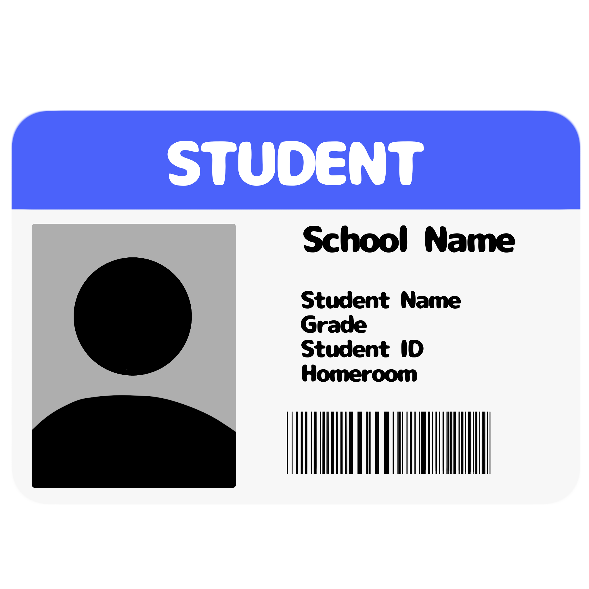 A blue and white student ID